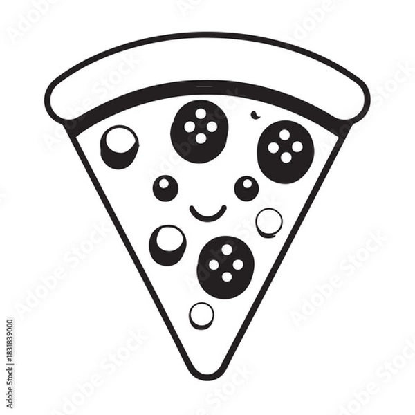 Obraz Cute Happy Pizza Slice Icon

