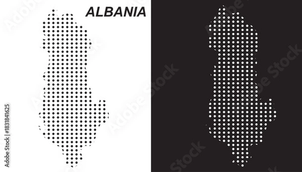 Fototapeta Albania Dot Map Vector, Digital Geometric Silhouette, Infographic Template, Point Scale Technology Concept, Balkan Europe Country EPS