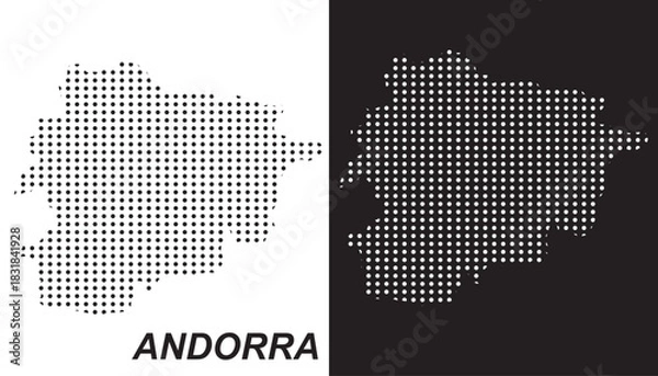 Fototapeta Andorra Dot Map Vector, Digital Geometric Silhouette, Infographic Template, Point Scale Technology Concept, Europe Country EPS