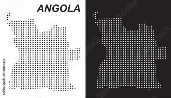 Fototapeta Angola Dot Map Vector, Digital Geometric Silhouette, Infographic Template, Point Scale Technology Concept, Africa Country EPS