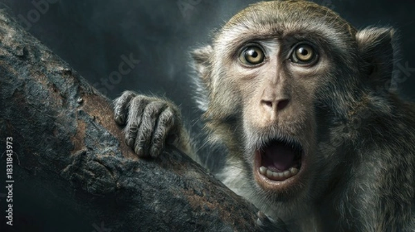 Obraz Monkey expressing surprise close up