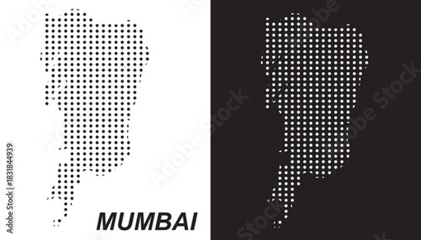 Fototapeta Mumbai Dot Map Vector, India Territory Digital Geometric Silhouette, Infographic Template, Point Scale Technology Concept EPS