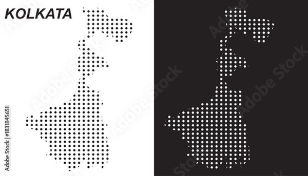 Fototapeta Kolkata Dot Map Vector, India Territory Digital Geometric Silhouette, Infographic Template, Point Scale Technology Concept EPS