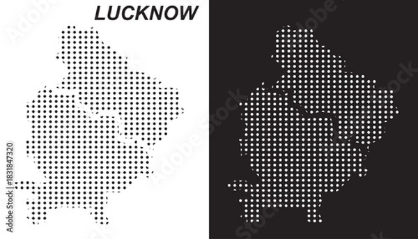 Fototapeta Lucknow Dot Map Vector, India Territory Digital Geometric Silhouette, Infographic Template, Point Scale Technology Concept EPS