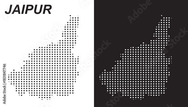Fototapeta Jaipur Dot Map Vector, India Territory Digital Geometric Silhouette, Infographic Template, Point Scale Technology Concept EPS