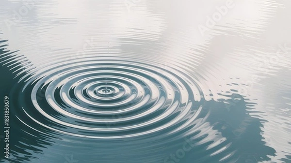 Fototapeta Water ripple effect from a single drop overhead view