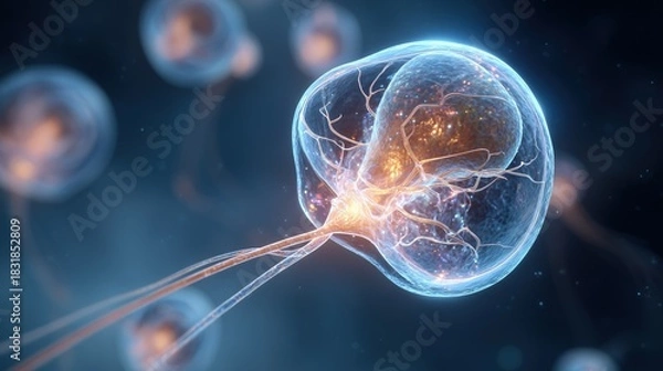 Obraz National Folic Acid Awareness Week: medical illustration highlighting benefits of folic acid for fetal development, glowing neural structures, clean clinical style