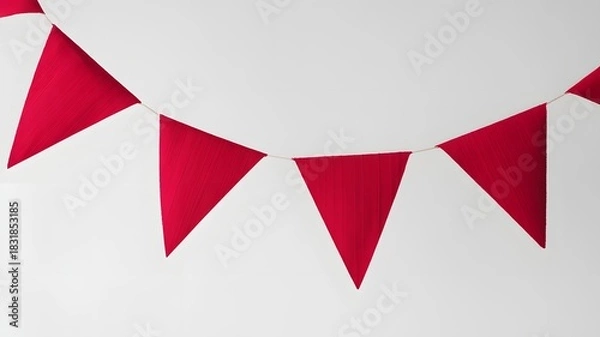 Fototapeta Red Triangle Bunting Flags on White Background party