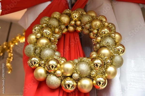 Obraz Couronne de boules de Noël or