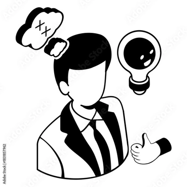 Fototapeta Positive Thinking Drives new idea isometric concept, Innovation Begins with genius mindset vector design, Business corporation sign, Powering Influencer of Tomorrow symbol, Sale Marketing illustration