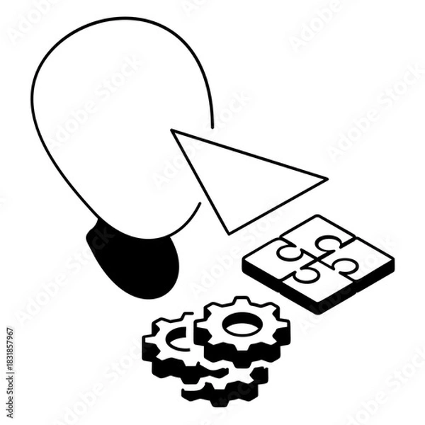 Fototapeta customer perception Engineering in Mind isometric concept, Cognitive Processing Sense-Making vector design, Business corporation sign,Thinking Strategy Visualizations symbol, Sales Marketing stock