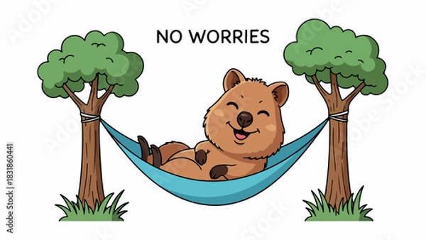 Obraz Quokka relaxing in a hammock between trees