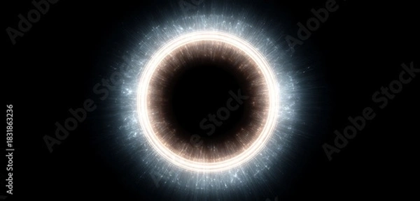 Fototapeta Abstract glowing circle fractal luminous brightly against black backdrop