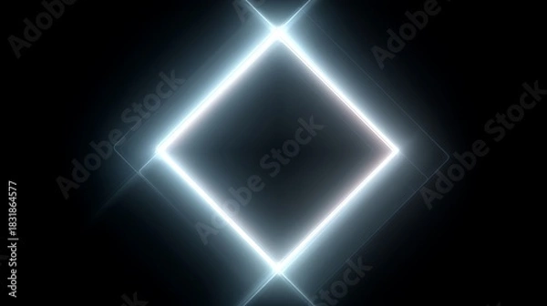 Fototapeta Abstract luminous wave of neon diamonds forming patterns in black void