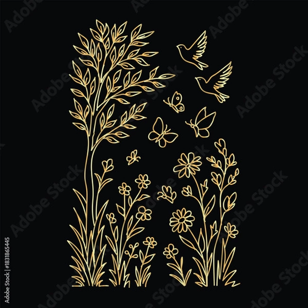 Obraz Abstract seamless vector floral pattern background illustration with elegant spring style decoration