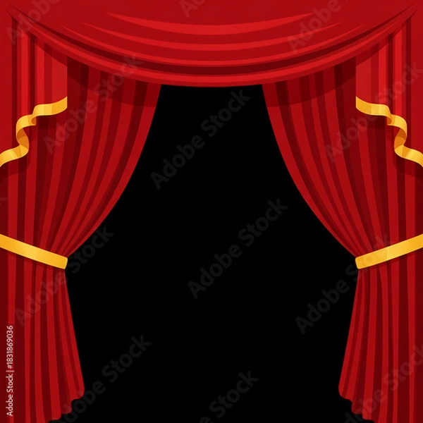 Obraz Open Red Theater Curtains Stage and Performance Backdrop Illustration