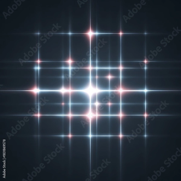 Fototapeta Bright glowing polygonal grid softly fading into darkness abstract design