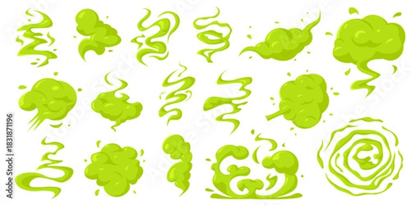 Obraz Bad smell clouds, green vector icons