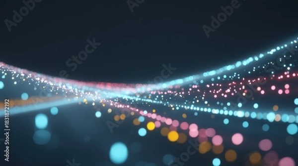 Obraz Abstract colorful waves of light creating a dynamic visual effect.