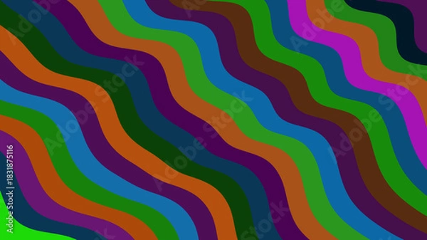 Fototapeta Wavy Dark Color Stripes Background - Abstract Gradient Design, Flowing Pattern, Modern Artistic Texture