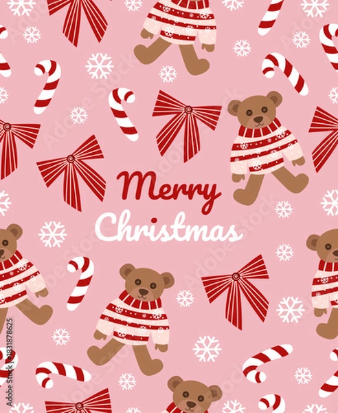 Obraz Pattern of New Year's elements on a light pink background.