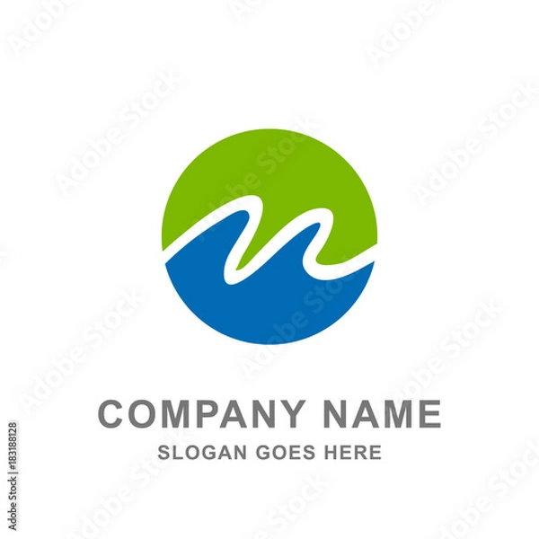 Obraz Letter M Wave Logo Vector