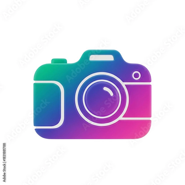 Fototapeta A vibrant, colorful, and detailed 3D rendering of a digital photography device, isolated on white.