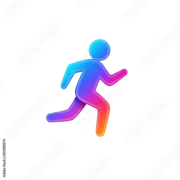 Fototapeta A vibrant, stylized illustration of a person in motion, depicting running with a gradient color scheme.