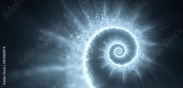 Fototapeta Luminous fractal spiral glowing in abstract dark futuristic void