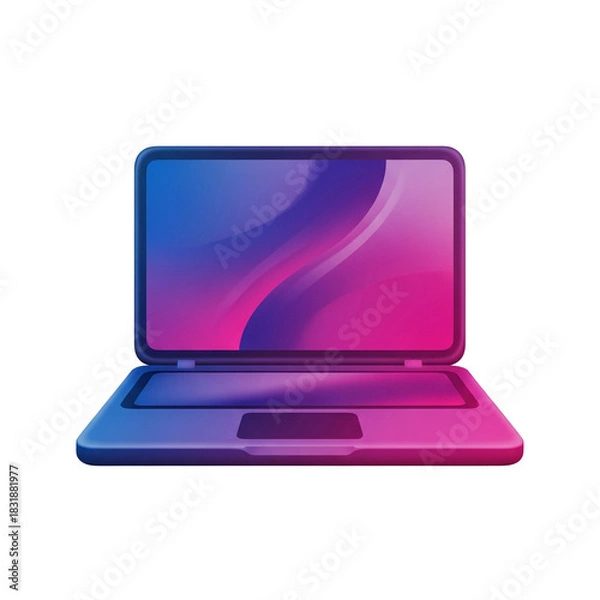 Fototapeta A vibrant illustration of an open laptop with a colorful gradient display, perfect for digital design.