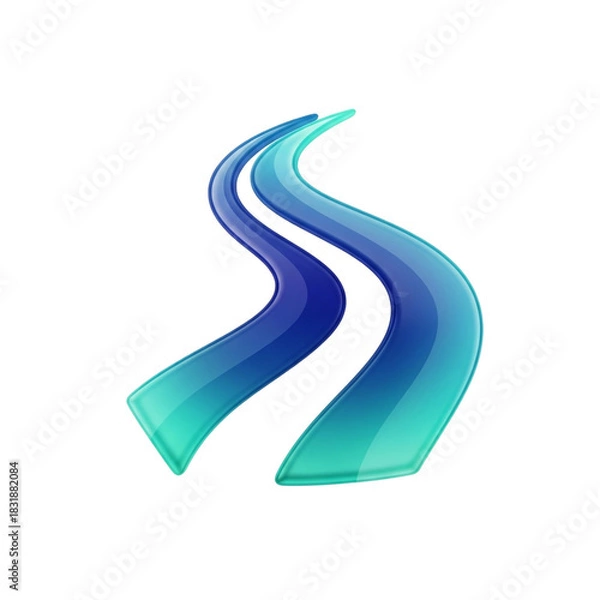 Fototapeta A stylized, abstract logo featuring a flowing, curved shape with gradient colors of blue and teal.
