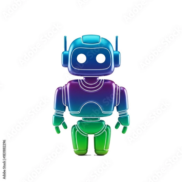 Fototapeta A vibrant, colorful illustration of a friendly, futuristic robot character with a gradient design.