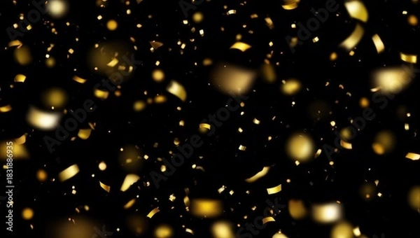Obraz falling gold beautiful confetti on dark background,