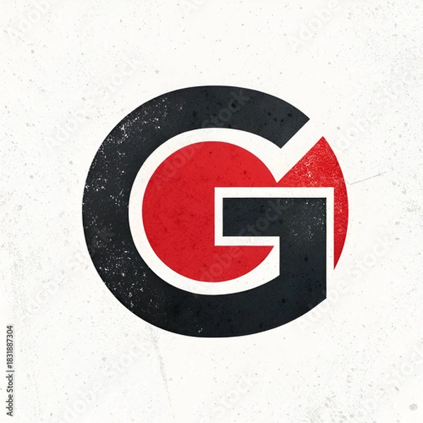 Fototapeta a black and red letter g with a red circle on it
