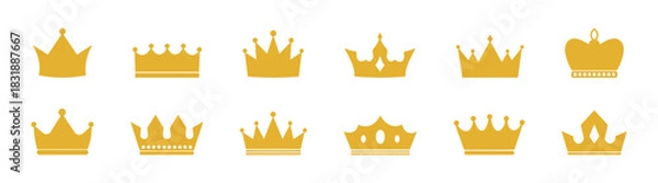 Fototapeta Vector illustration of a crown with king, queen, princess, and prince symbols, representing royalty, luxury, and monarchy, featuring heraldic and imperial design, vintage elegance