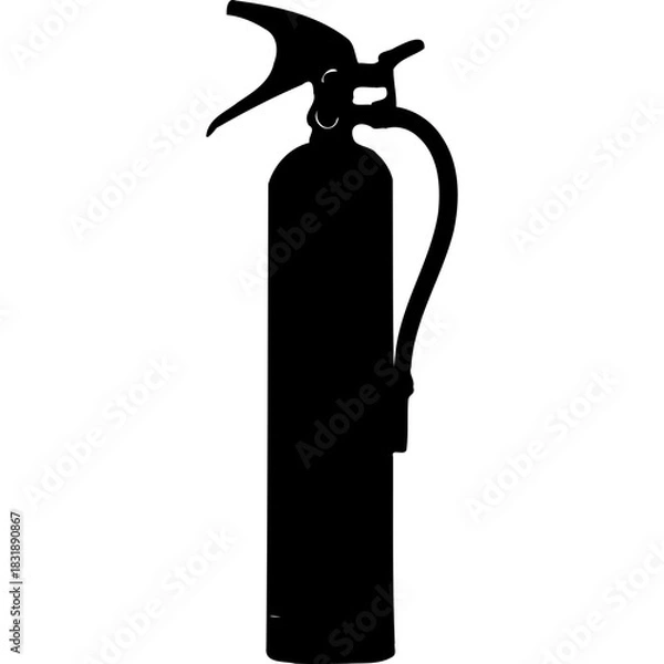 Fototapeta Silhouette of a fire extinguisher with handle and trigger shown on transparent background