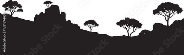 Fototapeta Mountain and Tree Silhouettes Vector Set