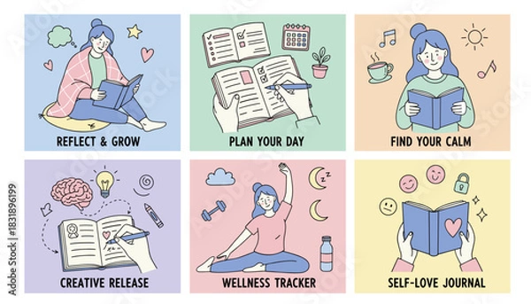 Obraz Daily selfcare checklist planning wellness reflection and creative journaling for mental wellbeing
