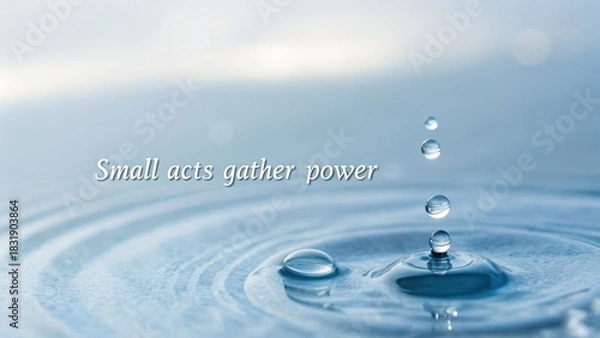 Fototapeta Water droplets creating ripples in a smooth water surface