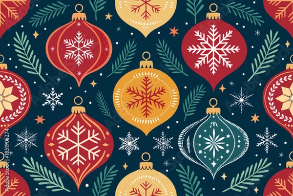 Obraz Depicting Christmas Ornaments With Snowflake Dynamic Creative Visual