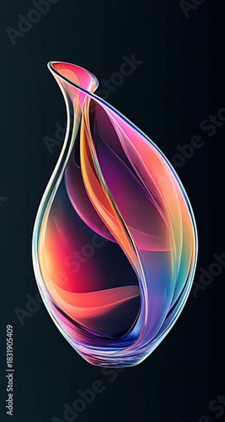 Fototapeta A colorful and abstract shape of glass in the style