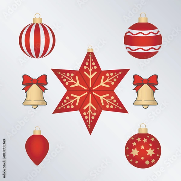 Fototapeta Christmas Lamp Ornaments Vector Collection