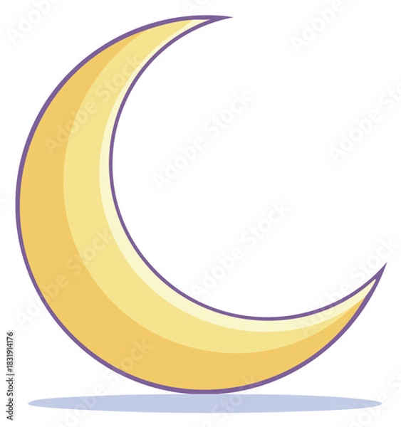 Fototapeta Whimsical stylized half moon graphic celestial symbol illustration