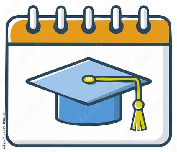 Fototapeta Graduation Cap and Calendar Icon Symbolizing Academic Achievements and Scheduling