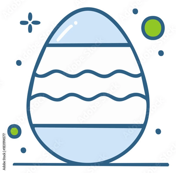 Fototapeta Decorated Easter Egg Illustration with Waves Stripes and Dots Holiday Design