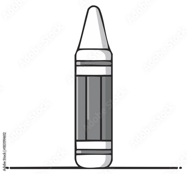 Fototapeta A simple black and white line art illustration of a single crayon a symbol of creativity and childhood art