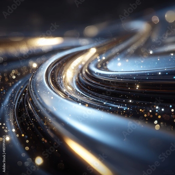 Fototapeta Abstract Metallic Swirl with Bokeh