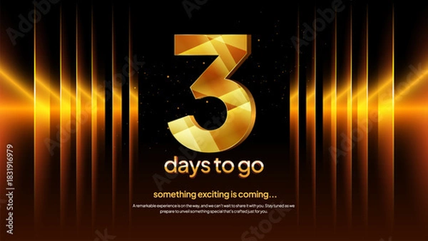 Obraz Golden Countdown Number 3 - Premium Three Days to Go Countdown Background for Event Promotion