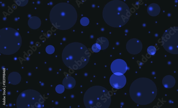 Fototapeta Abstract dark blue bokeh lights and glowing circles background