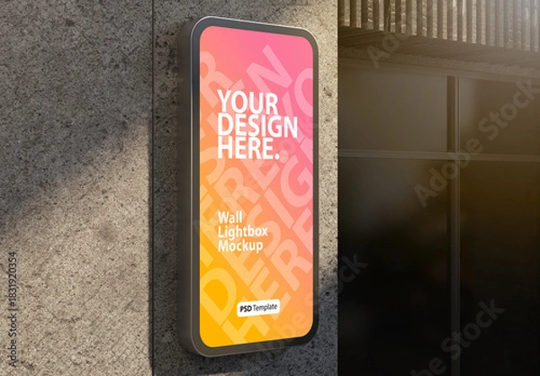 Obraz Vertical sign board lightbox Mockup on the wall